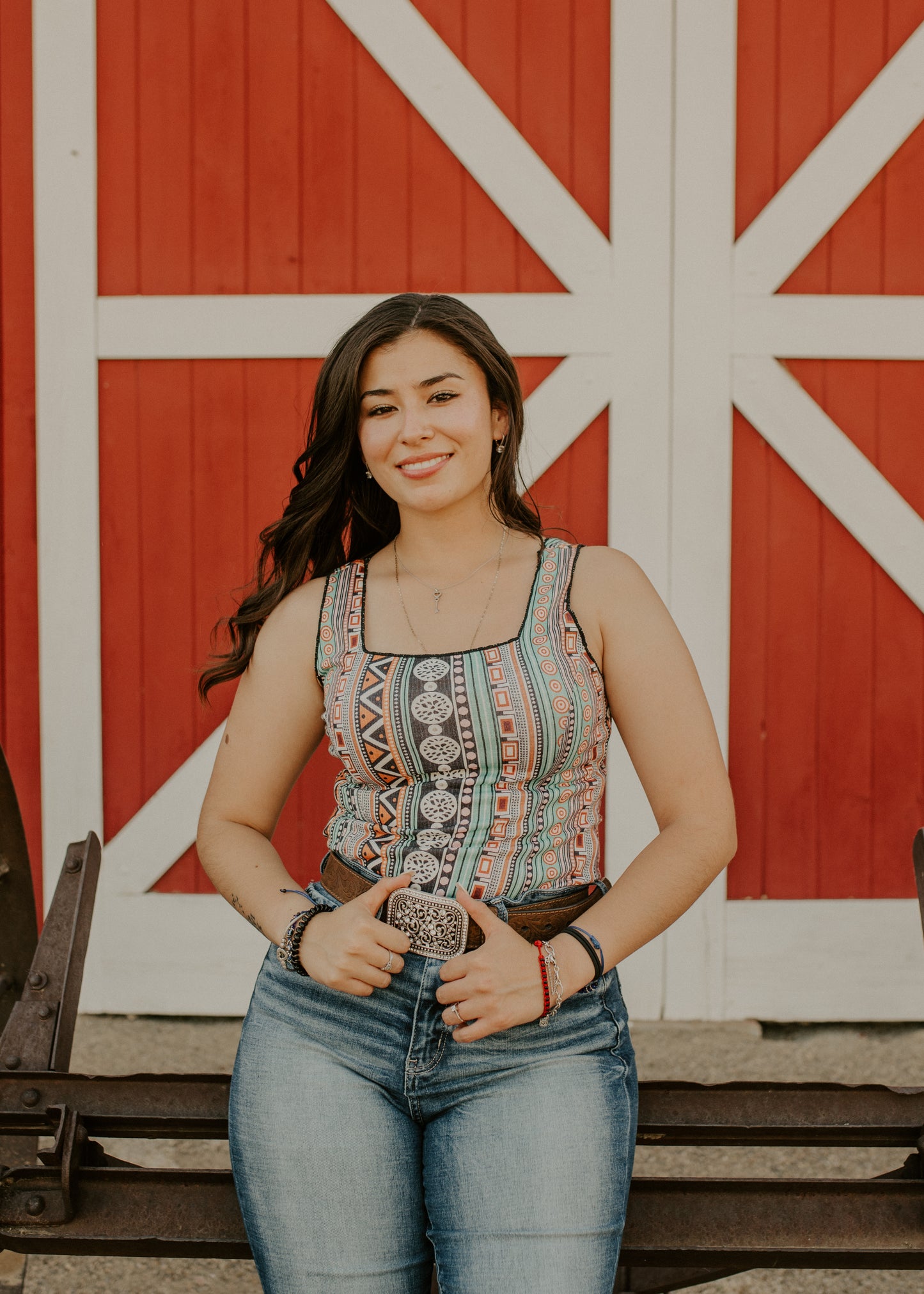 Green Western Tank Top